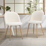 Oikiture 2x Dining Chairs Upholstered Sherpa Wooden White - Top-Down View
