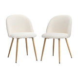 Oikiture 2x Dining Chairs Upholstered Sherpa Wooden White - Close-Up Angle