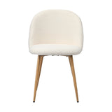 Oikiture 2x Dining Chairs Upholstered Sherpa Wooden White