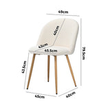 Oikiture 2x Dining Chairs Upholstered Sherpa Wooden White
