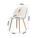 Oikiture 2x Dining Chairs Upholstered Sherpa Wooden White - Side View