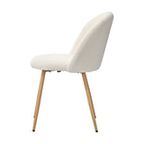 Oikiture 2x Dining Chairs Upholstered Sherpa Wooden White