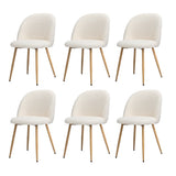 Oikiture 6x Dining Chairs Upholstered Sherpa Wooden White