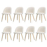 Oikiture 8x Dining Chairs Upholstered Sherpa Wooden White - Top-Down View