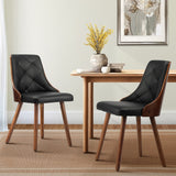 Oikiture Wooden Dining Chairs Padded Seat x2 Black