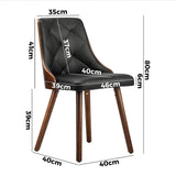 Oikiture Wooden Dining Chairs Padded Seat x2 Black