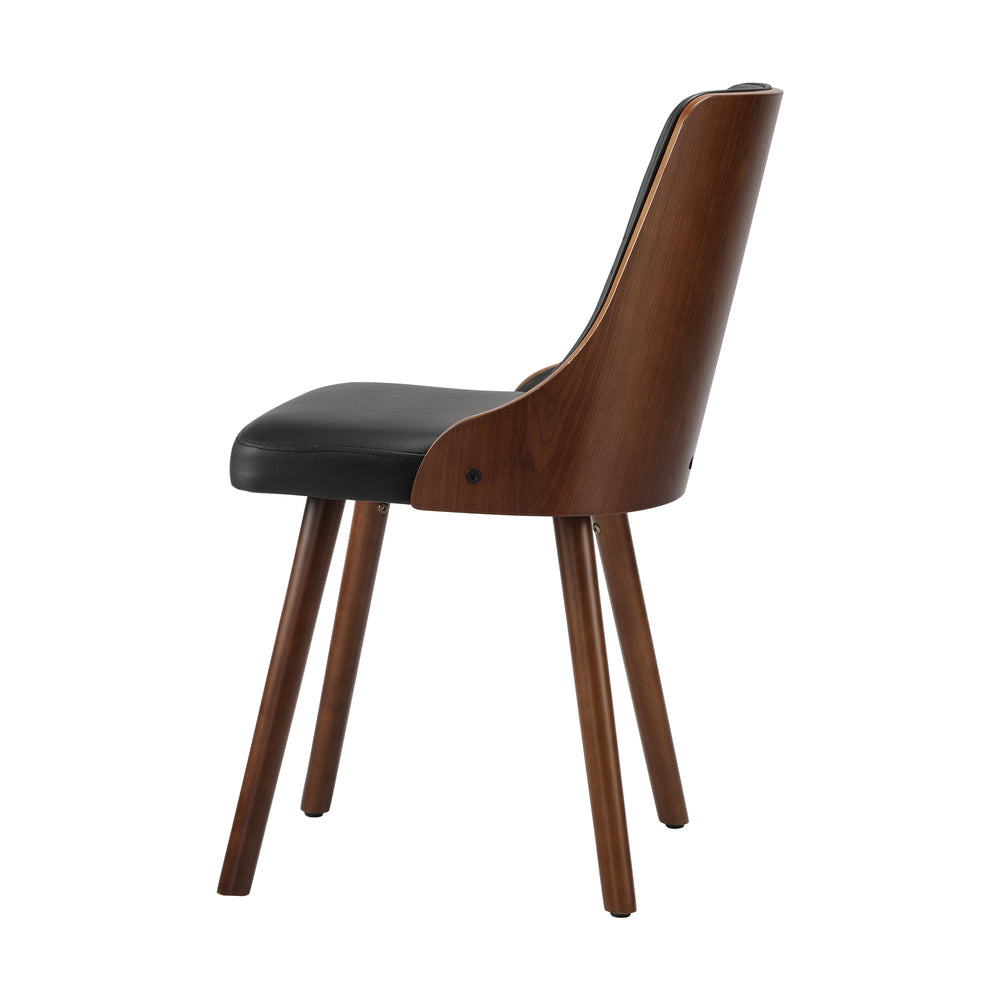 Oikiture Wooden Dining Chairs Padded Seat x2 Black
