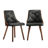 Oikiture 8x Wooden Dining Chairs Faux Leather Padded Black - Side View