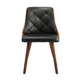 Oikiture 8x Wooden Dining Chairs Faux Leather Padded Black - 45-Degree Angle