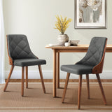Oikiture Dining Chairs Wooden Faux Leather Seatx2 Grey - Low Angle