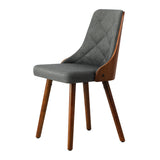 Oikiture Dining Chairs Wooden Faux Leather Seatx2 Grey