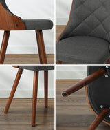 Oikiture Dining Chairs Wooden Faux Leather Seatx2 Grey