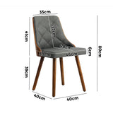 Oikiture Wooden Dining Chairs Faux Linen fabric Padded Seatx6