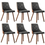 Oikiture Wooden Dining Chairs Faux Linen fabric Padded Seatx6