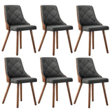 Oikiture Wooden Dining Chairs Faux Linen fabric Padded Seatx6