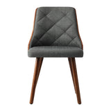 Oikiture Wooden Dining Chairs Faux Linen fabric Padded Seat x8