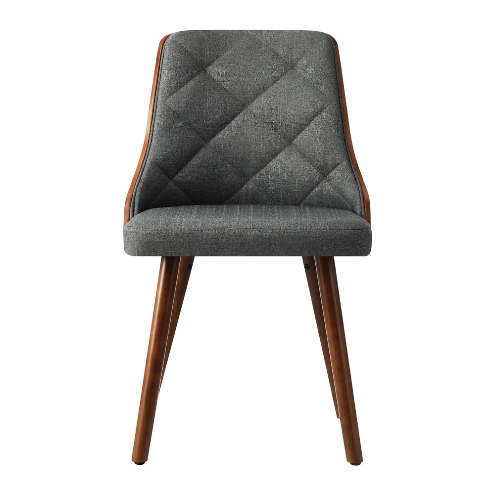 Oikiture Wooden Dining Chairs Faux Linen fabric Padded Seat x8