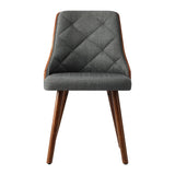 Oikiture Wooden Dining Chairs Faux Linen fabric Padded Seat x8 - Top-Down View