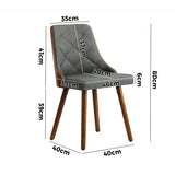 Oikiture Wooden Dining Chairs Faux Linen fabric Padded Seat x8 - Close-Up Angle