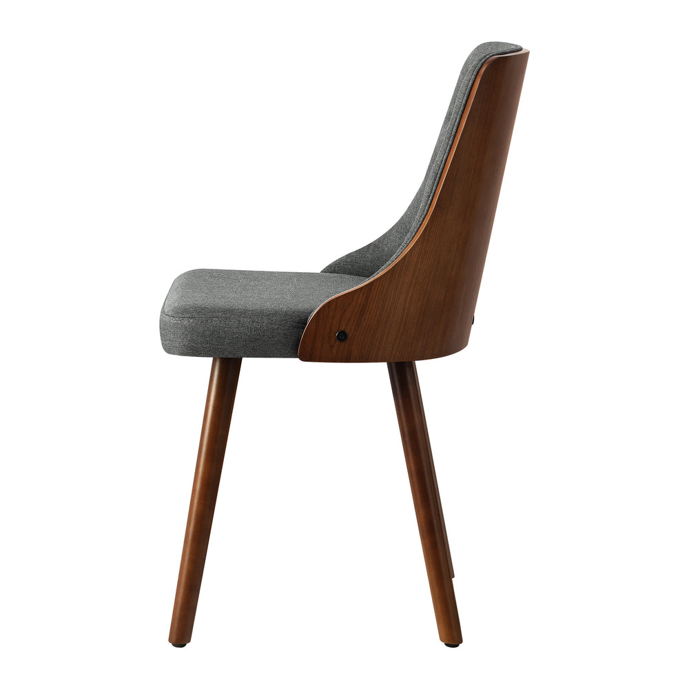 Oikiture Wooden Dining Chairs Faux Linen fabric Padded Seat x8