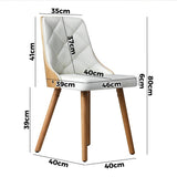 Oikiture Dining Chairs Wooden Faux Leather Seat 2x White