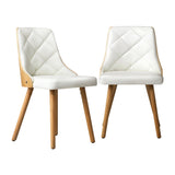 Oikiture 6x Wooden Dining Chairs Faux Leather Padded White