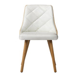Oikiture 6x Wooden Dining Chairs Faux Leather Padded White - Front View