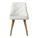 Oikiture 8x Wooden Dining Chairs Faux Leather Padded White