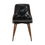 Oikiture Dining Chairs Retro PU Leather x2 Black - Close-Up Angle