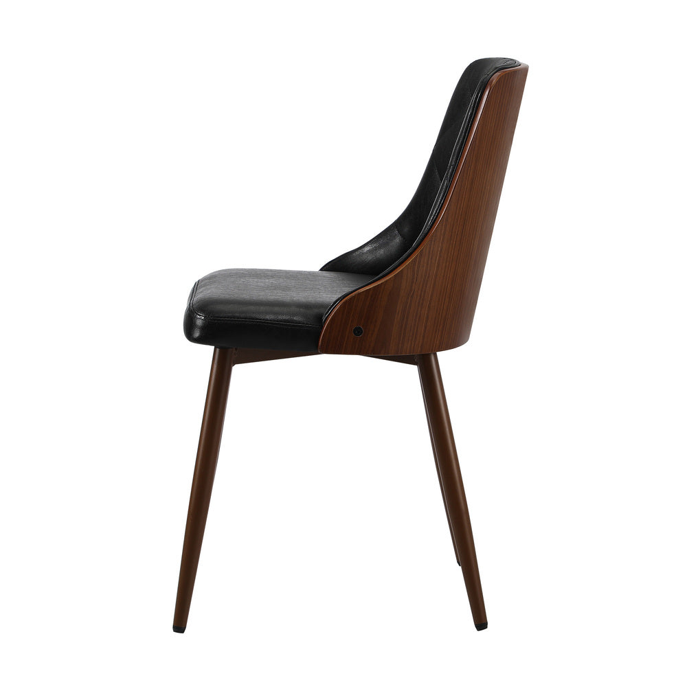Oikiture Dining Chairs Retro PU Leather x2 Black