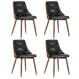 Oikiture Dining Chairs Cafe Seat Retro PU Leather x4 Black - Front View