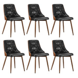 Oikiture Dining Chairs Cafe Seat Retro PU Leather x6 Black - 45-Degree Angle