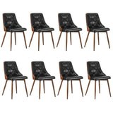 Oikiture Dining Chairs Cafe Seat Retro PU Leather x8 Black - 45-Degree Angle