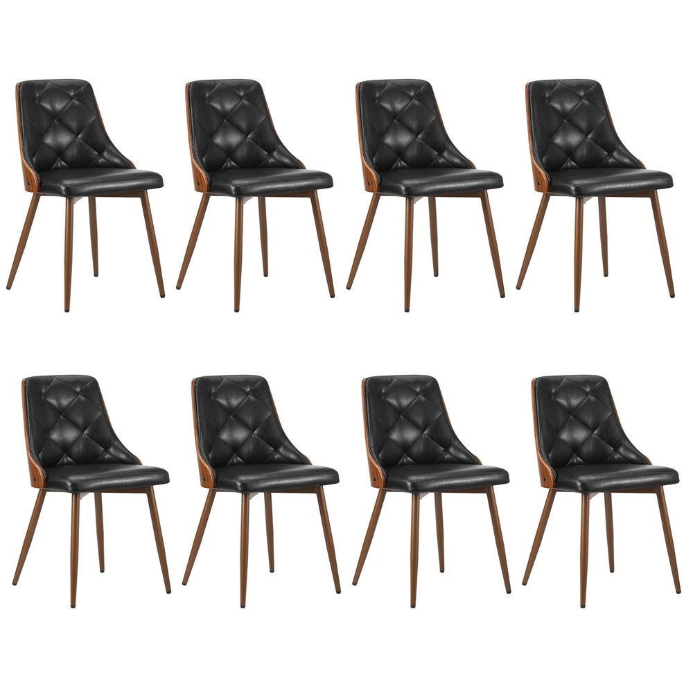 Oikiture Dining Chairs Cafe Seat Retro PU Leather x8 Black