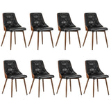 Oikiture Dining Chairs Cafe Seat Retro PU Leather x8 Black