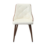 Oikiture Dining Chairs PU Leather x2 White - Front View