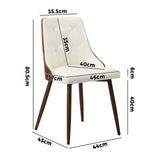 Oikiture Dining Chairs PU Leather x2 White - Rear View