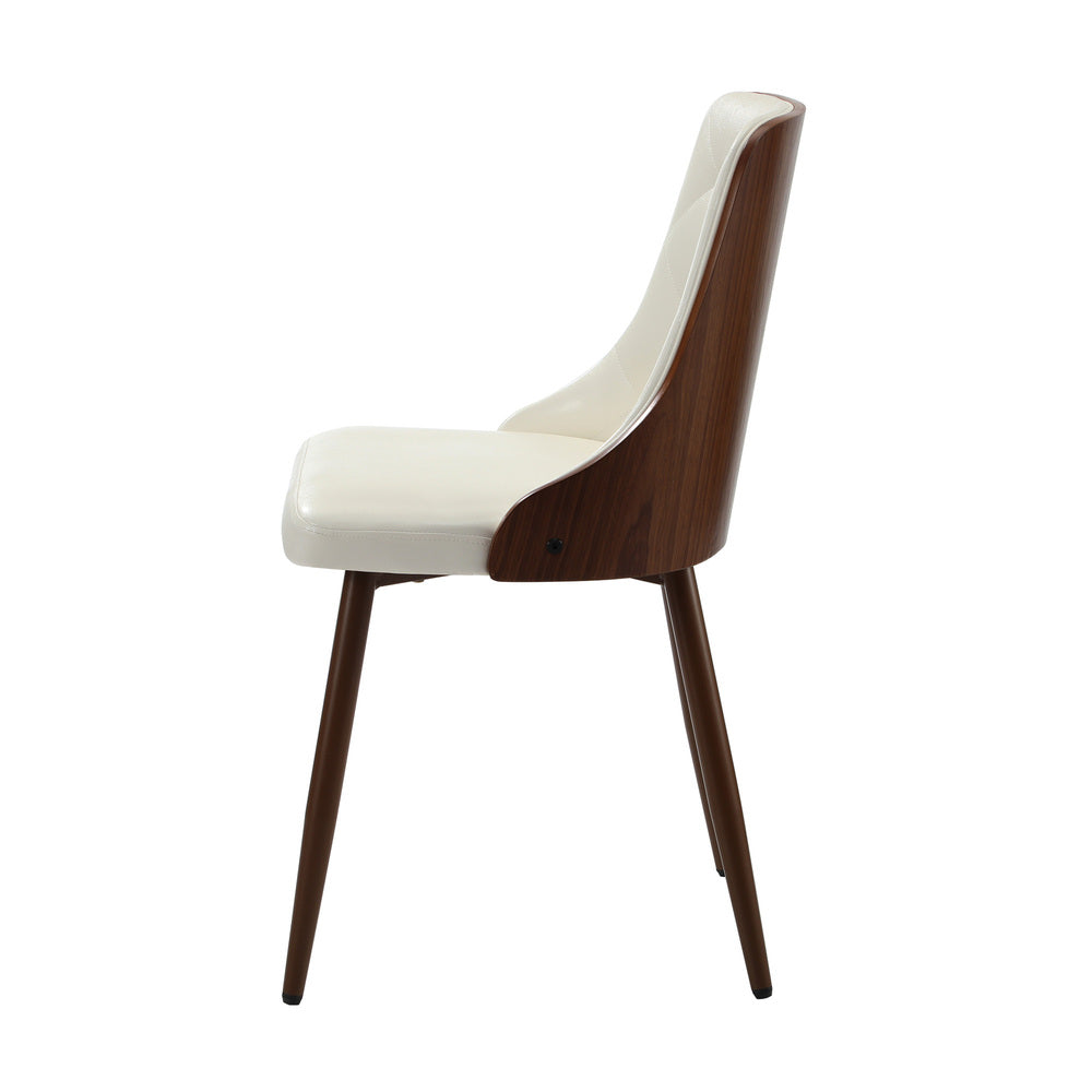 Oikiture Dining Chairs PU Leather x2 White