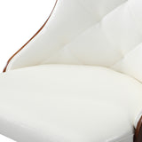 Oikiture Dining Chairs PU Leather x2 White - Low Angle
