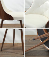 Oikiture Dining Chairs PU Leather x2 White - Side View