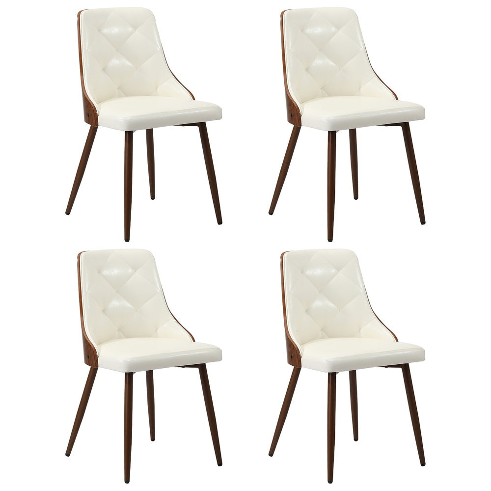 Oikiture Dining Chairs Kitchen Lounge PU Leather x4 White