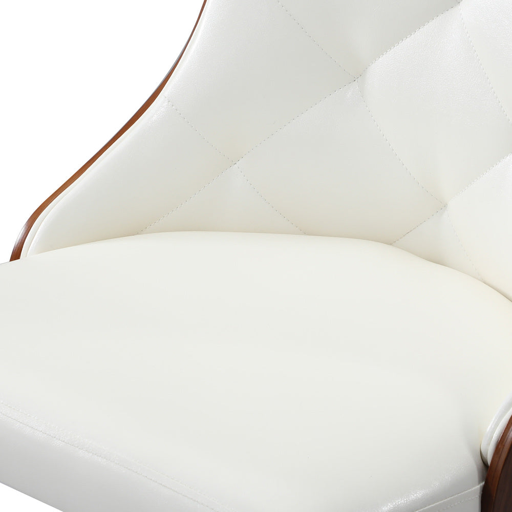 Oikiture Dining Chairs Kitchen Lounge PU Leather x4 White