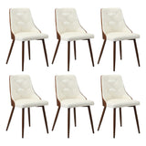 Oikiture Dining Chairs Kitchen Lounge PU Leather x6 White
