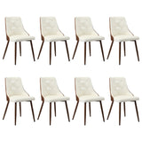 Oikiture Dining Chairs Kitchen Lounge PU Leather x8 White - Rear View