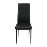 Oikiture 4PCS Dining Chairs High-Back Faux Leather Black - Front View