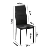 Oikiture 4PCS Dining Chairs High-Back Faux Leather Black