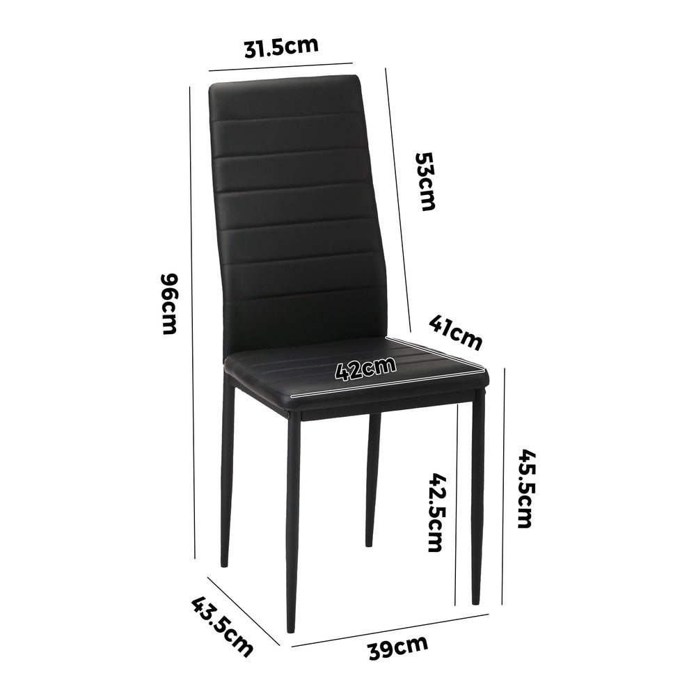 Oikiture 4PCS Dining Chairs High-Back Faux Leather Black