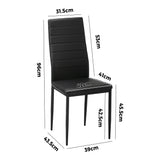 Oikiture 4PCS Dining Chairs High-Back Faux Leather Black - Side View