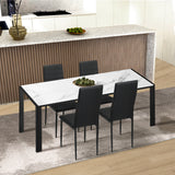 Oikiture 4PCS Dining Chairs High-Back Faux Leather Black