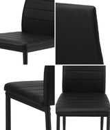 Oikiture 6PCS Dining Chairs High-Back Faux Leather Black - Close-Up Angle